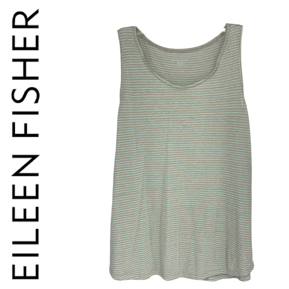 Eileen Fisher Sz PM Striped Linen Tank Top Minimalist Capsule Wardrobe Lagenlook - Picture 1 of 5